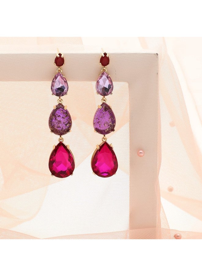 SOHI Gold Plated Pink-Purple Stone Drop Earring Women and girls | Gold Plated Fashion Jewellery | Stylish, Fancy jewellery | Statement drop earrings | artificial earrings for women, dangle earrings - Image 2
