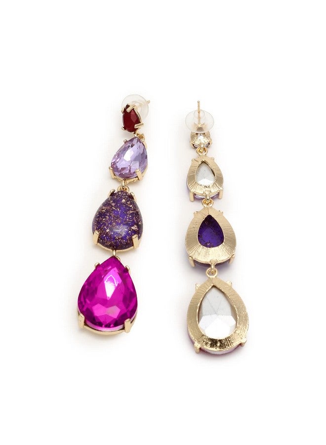 SOHI Gold Plated Pink-Purple Stone Drop Earring Women and girls | Gold Plated Fashion Jewellery | Stylish, Fancy jewellery | Statement drop earrings | artificial earrings for women, dangle earrings - Image 4