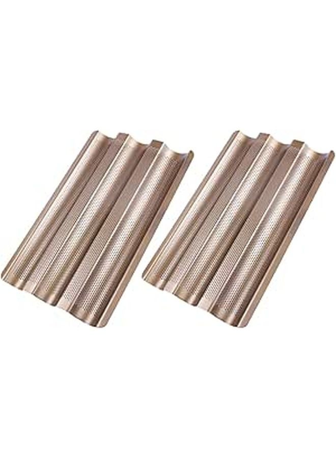 Carbon Steel Nonstick Baguette Pan Set 3 Wave Loaf Tray For Home Oven Baking - Image 1
