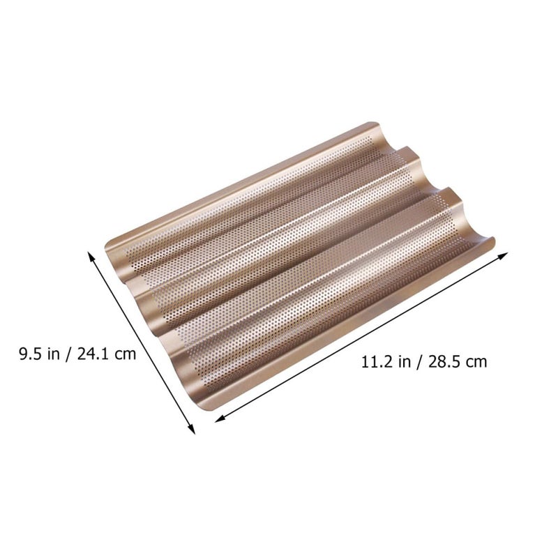 Carbon Steel Nonstick Baguette Pan Set 3 Wave Loaf Tray For Home Oven Baking - Image 3