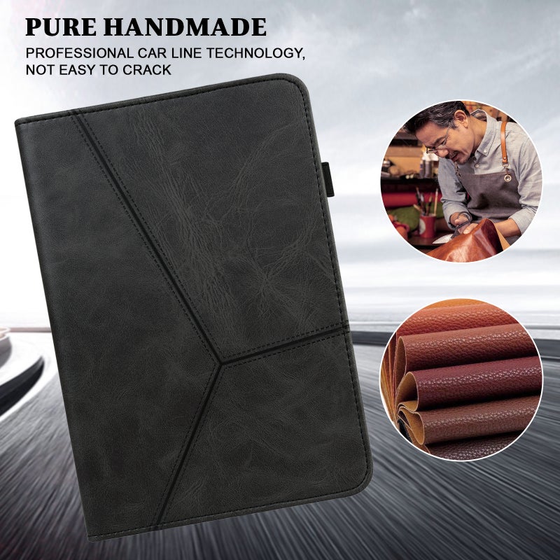 erorex For Xiaomi Redmi Pad Se 8.7 Solid Color Stripe Embossed Leather Tablet Case(Black) - Image 4