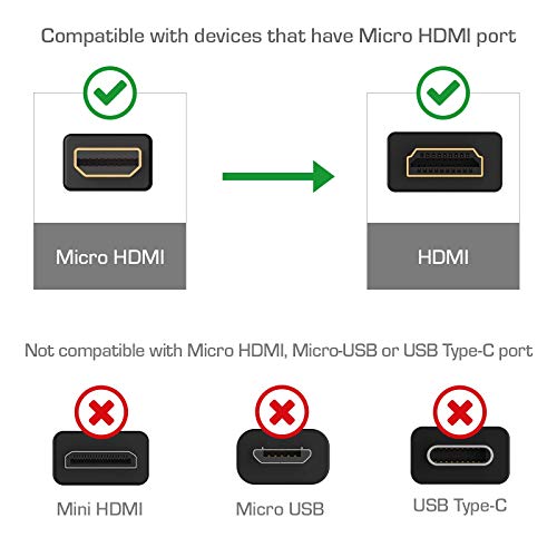 Cmple - Micro HDMI to HDMI Cable Adapter Male to Male High Speed Supports 3D 4K 60Hz 1080P Ethernet Audio Return 10 Feet - Image 4