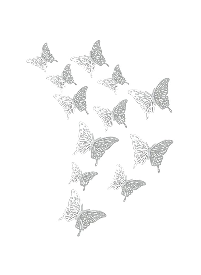 erorex 3D Butterfly Wall Decor 12 Pcs Butterfly Decorations For Butterfly Birthday Decorations Butterfly Party Decorations Removable Wall Stickers Room Decor For Kids Nursery Silver - Image 1