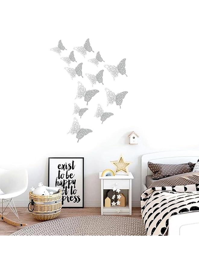 erorex 3D Butterfly Wall Decor 12 Pcs Butterfly Decorations For Butterfly Birthday Decorations Butterfly Party Decorations Removable Wall Stickers Room Decor For Kids Nursery Silver - Image 4