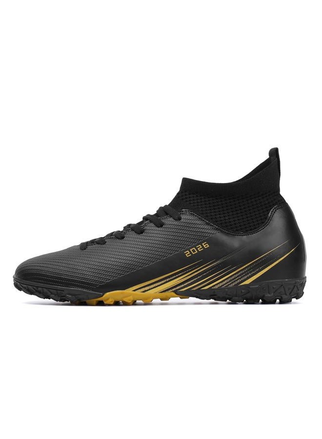 Biayvisas Soccer Cleats for Mens Womens Turf Soccer Shoes Indoor Footall Cleats High Ankle TF AG FG Football Boots Wide Training Sneaker, 2501 Tf Black, 10 Women/8.5 Men - Image 5