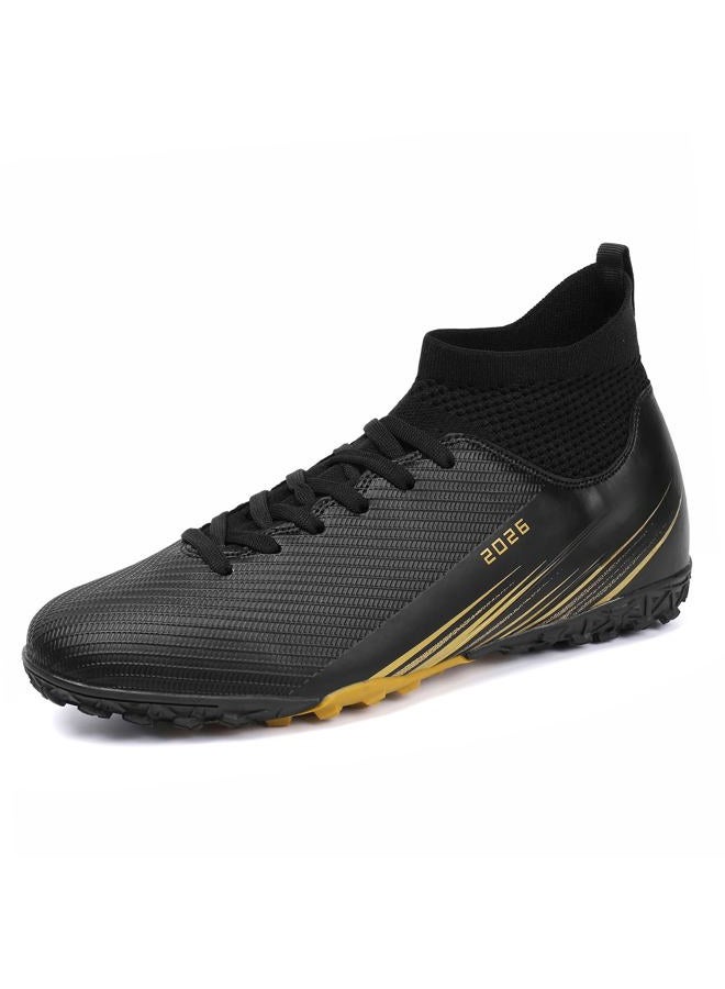 Biayvisas Soccer Cleats for Mens Womens Turf Soccer Shoes Indoor Footall Cleats High Ankle TF AG FG Football Boots Wide Training Sneaker, 2501 Tf Black, 10 Women/8.5 Men - Image 4