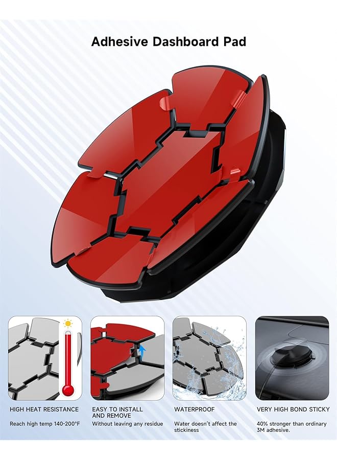 إكسفور قرص تثبيت لوحة القيادة - قرص شفط لاصق 80 مم لحامل الهاتف في السيارة، وشاحن السيارة اللاسلكي، ونظام تحديد المواقع العالمي (GPS)، وكاميرا لوحة القيادة - Image 5