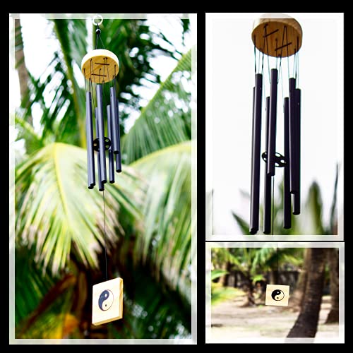 Lilone 7 Black Color Pipes Wind Chimes for Home Decor (Made in India) | 24 Inch Long JB799B - Image 1