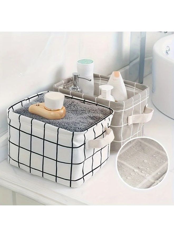 Yellow Foldable Fabric Desk Organizer Box Storage For Cosmetics Makeup Tools Sundries - Image 4