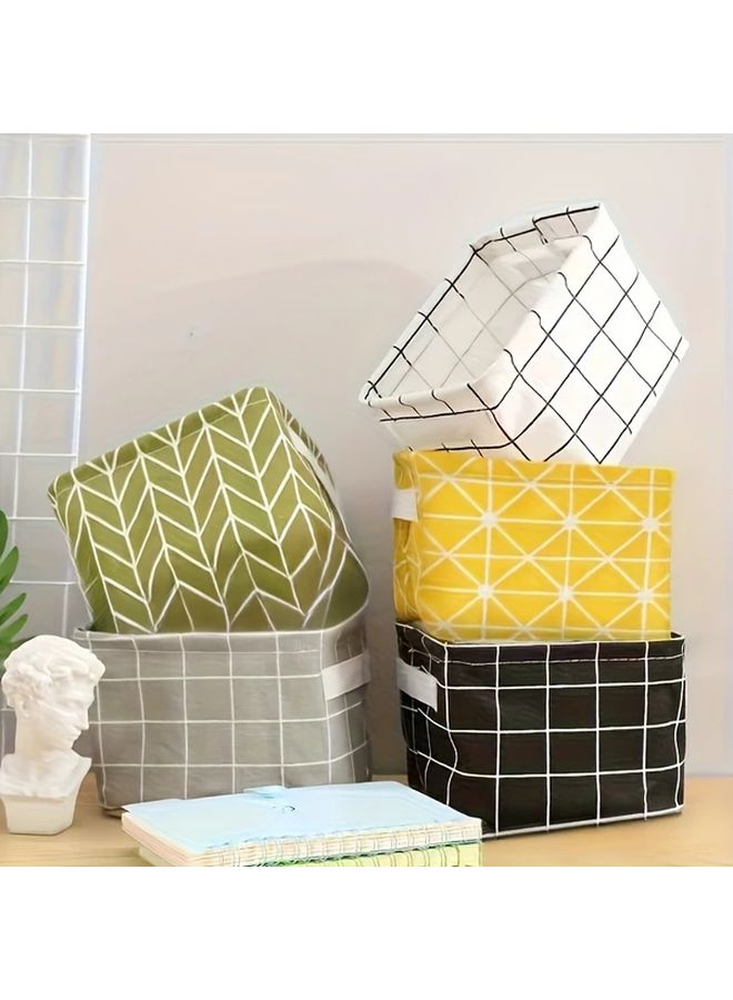 Yellow Foldable Fabric Desk Organizer Box Storage For Cosmetics Makeup Tools Sundries - Image 1