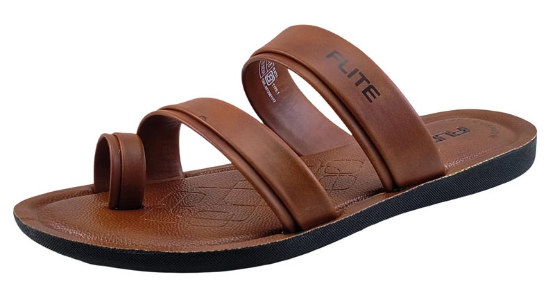FLITE Men's PUG-183 Brown Slip-On Slippers | Soft Footbed | Comfortable Casual Chappal for Men | Lightweight and Durable Sole (Brown, UK Footwear Size System, Adult, Women, Numeric, Medium, 7) - Image 1
