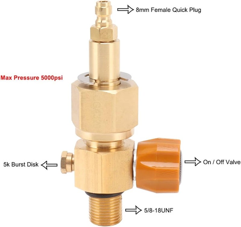 Brass CO2 Refill Adapter Valve High Pressure 5 8 18 UNF For Inflatable Bottles - Image 5