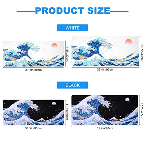 Funacola Sea Wave Japanese Art Mouse Pad Gaming XL Large Desk Mat Long Extended Mousepad Big Table Pads Keyboard Mats for Office Home Gamer 31.5 X 11.8 Inches - Image 5