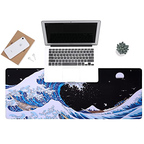 Funacola Sea Wave Japanese Art Mouse Pad Gaming XL Large Desk Mat Long Extended Mousepad Big Table Pads Keyboard Mats for Office Home Gamer 31.5 X 11.8 Inches - Image 2