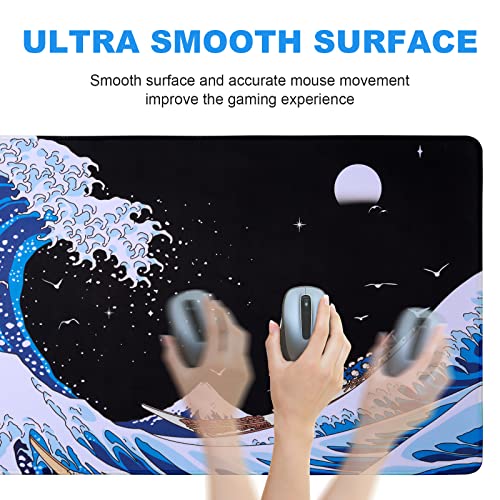 Funacola Sea Wave Japanese Art Mouse Pad Gaming XL Large Desk Mat Long Extended Mousepad Big Table Pads Keyboard Mats for Office Home Gamer 31.5 X 11.8 Inches - Image 3