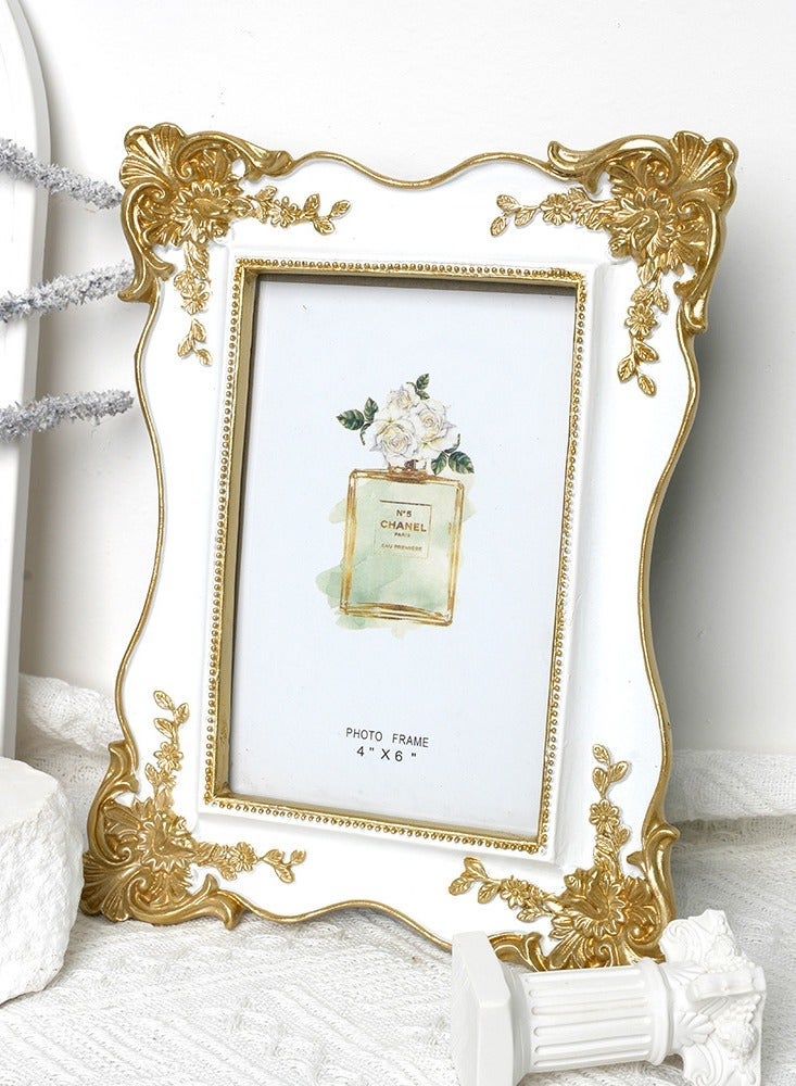 خمر صورة الإطار تقليم العتيقة المزخرفة الراتنج إطار الصورة مع الحامل وهوك لمنضدية جدار الفن ديكور عرض المنزل المكتب الأبيض، ديكور العيدتُترجم إلى "الأكثر مبيعًا في السعودية - Image 5