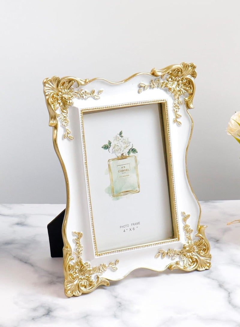 خمر صورة الإطار تقليم العتيقة المزخرفة الراتنج إطار الصورة مع الحامل وهوك لمنضدية جدار الفن ديكور عرض المنزل المكتب الأبيض، ديكور العيدتُترجم إلى "الأكثر مبيعًا في السعودية - Image 3