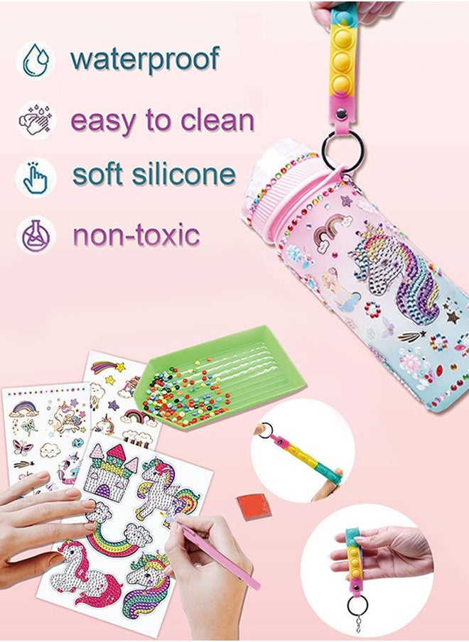 Haidue - Decorate Your Own Unicorn Water Bottle   Craft Kits for Kids with Fun Craft Gifts   Stick Diamond Unicorns - Image 1
