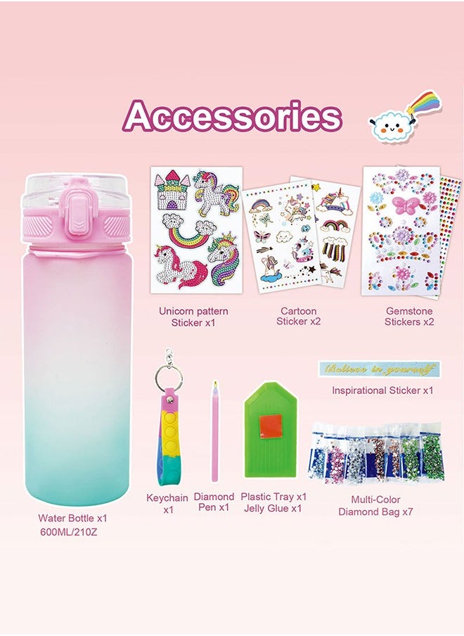 Haidue - Decorate Your Own Unicorn Water Bottle   Craft Kits for Kids with Fun Craft Gifts   Stick Diamond Unicorns - Image 1
