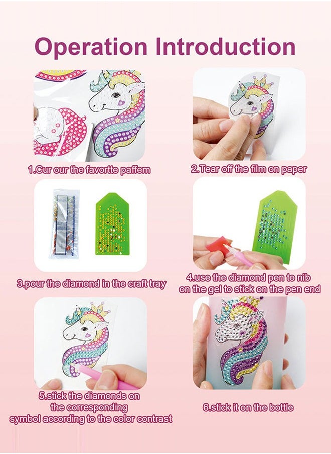 Haidue - Decorate Your Own Unicorn Water Bottle   Craft Kits for Kids with Fun Craft Gifts   Stick Diamond Unicorns - Image 1