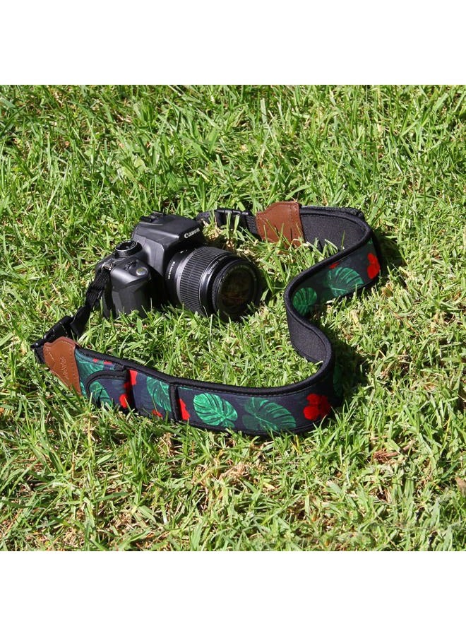 USA Gear TrueSHOT Neck Strap Neoprene Camera Straps - Padded Camera Strap, Pockets, and Quick Release Buckles - Compatible with Canon, Nikon, Sony and More DSLR and Mirrorless Cameras (Tropical) - Image 3