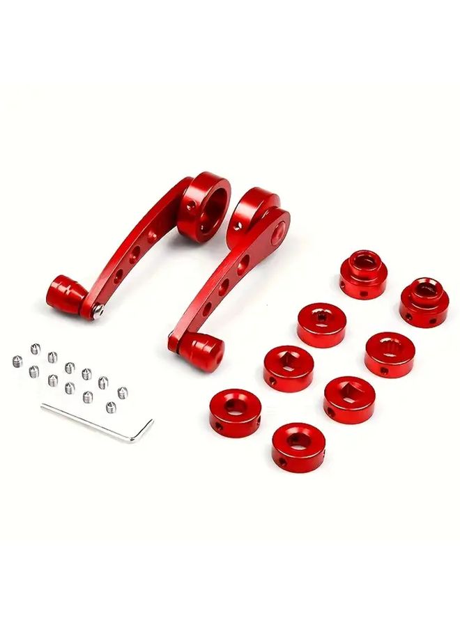 2 Pack Argent Aluminum Alloy Universal Manual Car Window Crank Handle Roller - Image 1