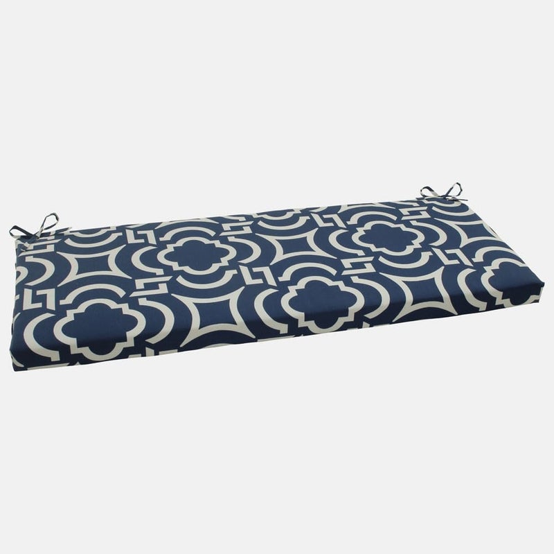 Pillow Perfect Trellis IndoorOutdoor Sofa Setee Bench Swing Cushion with Ties Weather and Fade Resistant 18 x 45 BlueWhite Carmody 1 Count