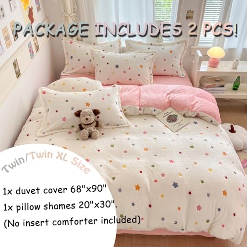 MorroMorn Twin Bedding Sets, Little Twinkle Stars Duvet Cover Set, Fluffy Comforter Covers Blanket Ultra Soft Kawaii Cute Unicorn for Girls Kids Toddler Teen Women Twin/Twin XL Size - Image 2