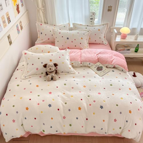 MorroMorn Twin Bedding Sets, Little Twinkle Stars Duvet Cover Set, Fluffy Comforter Covers Blanket Ultra Soft Kawaii Cute Unicorn for Girls Kids Toddler Teen Women Twin/Twin XL Size - Image 1