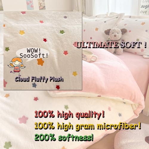 MorroMorn Twin Bedding Sets, Little Twinkle Stars Duvet Cover Set, Fluffy Comforter Covers Blanket Ultra Soft Kawaii Cute Unicorn for Girls Kids Toddler Teen Women Twin/Twin XL Size - Image 3