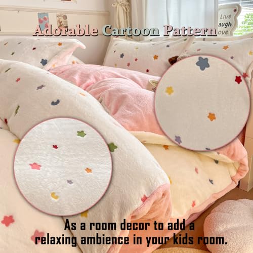 MorroMorn Twin Bedding Sets, Little Twinkle Stars Duvet Cover Set, Fluffy Comforter Covers Blanket Ultra Soft Kawaii Cute Unicorn for Girls Kids Toddler Teen Women Twin/Twin XL Size - Image 4