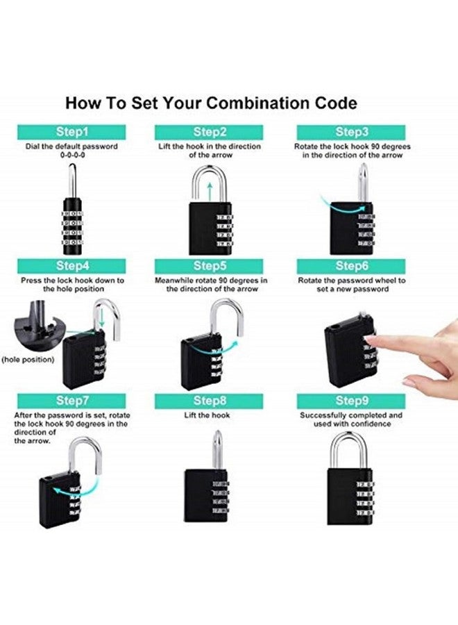 PUTHAK UNEQUETREND 1 Pack Combination Lock 4 Digit Locker Lock Outdoor Waterproof Padlock for School Gym Locker, Sports Locker, Fence, Toolbox, Gate, Case, Hasp Storage (Black) - Image 2
