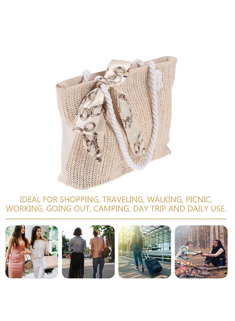 SYOSI Straw Bag Summer Large Woven Beach Bag Purse Handle Shoulder Bag for Women Vacation Tote Handbags  - Image 4