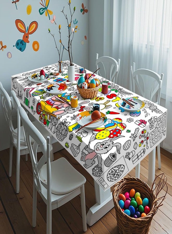 Luktastic Easter Coloring Tablecloth for Kids, 72"x30" Easter Giant Coloring Poster Table Cloth Paper Banner DIY Art Crafts Kids Egg Bunny Themed Activities Gifts Classroom Holiday Games Party Party Decorations - Image 3