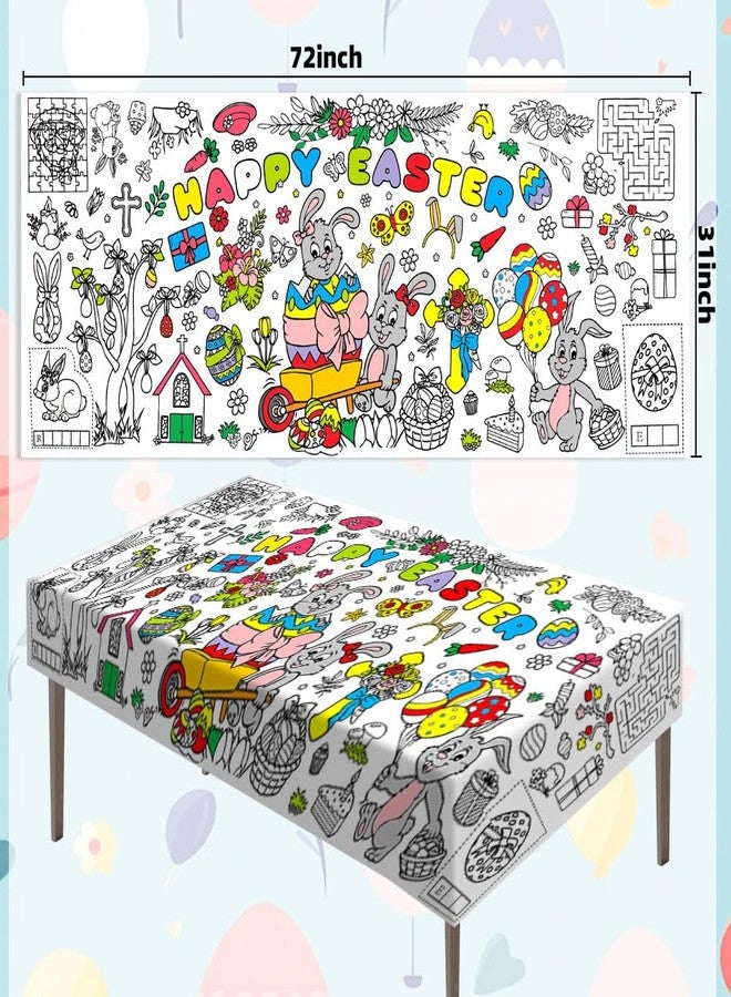 Luktastic Easter Coloring Tablecloth for Kids, 72"x30" Easter Giant Coloring Poster Table Cloth Paper Banner DIY Art Crafts Kids Egg Bunny Themed Activities Gifts Classroom Holiday Games Party Party Decorations - Image 2
