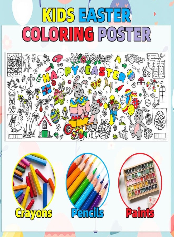 Luktastic Easter Coloring Tablecloth for Kids, 72"x30" Easter Giant Coloring Poster Table Cloth Paper Banner DIY Art Crafts Kids Egg Bunny Themed Activities Gifts Classroom Holiday Games Party Party Decorations - Image 4
