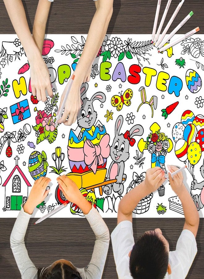 Luktastic Easter Coloring Tablecloth for Kids, 72"x30" Easter Giant Coloring Poster Table Cloth Paper Banner DIY Art Crafts Kids Egg Bunny Themed Activities Gifts Classroom Holiday Games Party Party Decorations - Image 1