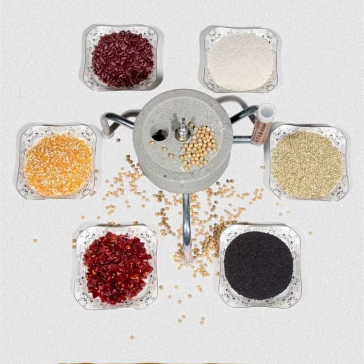 Kamelar.Lava Hand stone mill, bluestone stone mill, hand mill, hand home old mill, suitable for grain, beans and barley.The millstone is 6.7 inches in diameter.Stainless steel bracket, wood handle. - Image 3