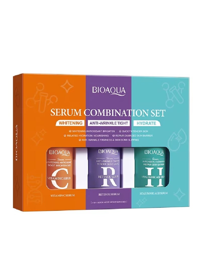 BIOAOUA Hydrating and soothing serum care set, to reduce fine lines and wrinkles, brighten and lighten the face skin, Hyaluronic Acid + VC + Retinol - Image 2
