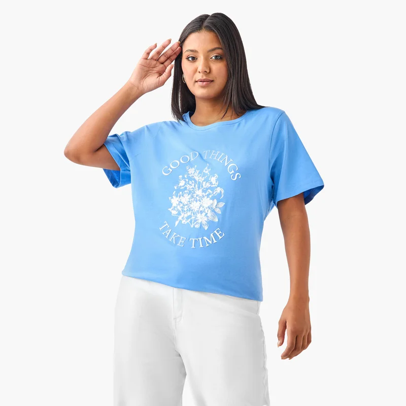 Ulla Popken Plus Size Ulla Popken Graphic Print T-Shirt