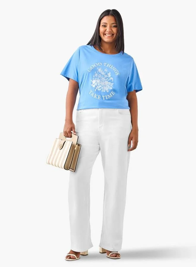 Ulla Popken Plus Size Ulla Popken Graphic Print T-Shirt