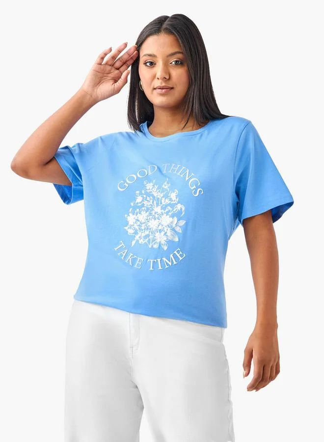 Ulla Popken Plus Size Ulla Popken Graphic Print T-Shirt