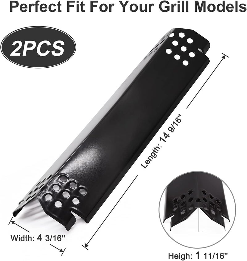 Criditpid Grill Replacement Parts for Nexgrill 720-0864 720-0864M 720-0830H 720-0896B, 720-0882a Gas Grill, 2-Pack Porcelain Steel Heat Plate Shields Burner for Nexgrill 2 Burner 720-0864 Parts - Image 2