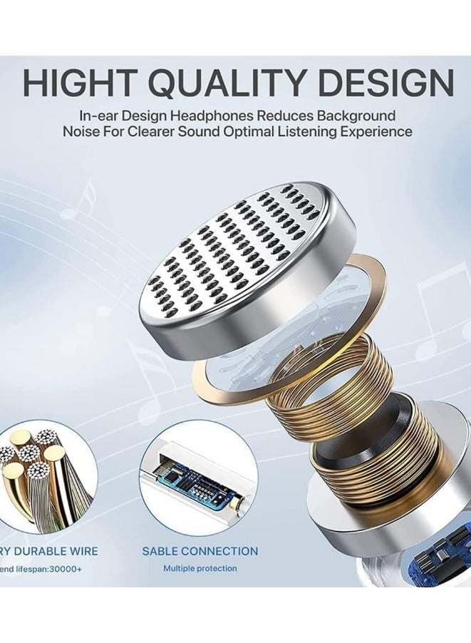 Type C Earphone Wired In-Ear Headphones Built-in Mic Volume Control Compatible with iPhone 15 Pro Max Plus iPad Android Smartphones Galaxy S23 - S22 - S21 - S20, Note 10 - 20 A53 - A54 A16 - USB C In-Ear HiFi Stereo Noise Reduction Headphones with Mic and Volume Control Compatible with Samsung - Wired Earphone Type C Port with Built-in Mic, Compatible with Oppo Reno 11/Reno 11F/Reno 10 Pro/Reno 12F/Reno 10/Realme/Vivo/OnePlus - Handfree Type C - Headphone Type C - Earphone Type C - Image 3