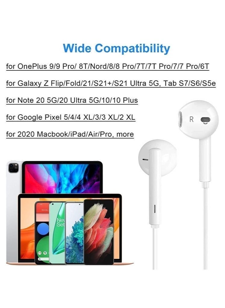 Type C Earphone Wired In-Ear Headphones Built-in Mic Volume Control Compatible with iPhone 15 Pro Max Plus iPad Android Smartphones Galaxy S23 - S22 - S21 - S20, Note 10 - 20 A53 - A54 A16 - USB C In-Ear HiFi Stereo Noise Reduction Headphones with Mic and Volume Control Compatible with Samsung - Wired Earphone Type C Port with Built-in Mic, Compatible with Oppo Reno 11/Reno 11F/Reno 10 Pro/Reno 12F/Reno 10/Realme/Vivo/OnePlus - Handfree Type C - Headphone Type C - Earphone Type C - Image 5