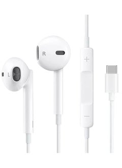 Type C Earphone Wired In-Ear Headphones Built-in Mic Volume Control Compatible with iPhone 15 Pro Max Plus iPad Android Smartphones Galaxy S23 - S22 - S21 - S20, Note 10 - 20 A53 - A54 A16 - USB C In-Ear HiFi Stereo Noise Reduction Headphones with Mic and Volume Control Compatible with Samsung - Wired Earphone Type C Port with Built-in Mic, Compatible with Oppo Reno 11/Reno 11F/Reno 10 Pro/Reno 12F/Reno 10/Realme/Vivo/OnePlus - Handfree Type C - Headphone Type C - Earphone Type C