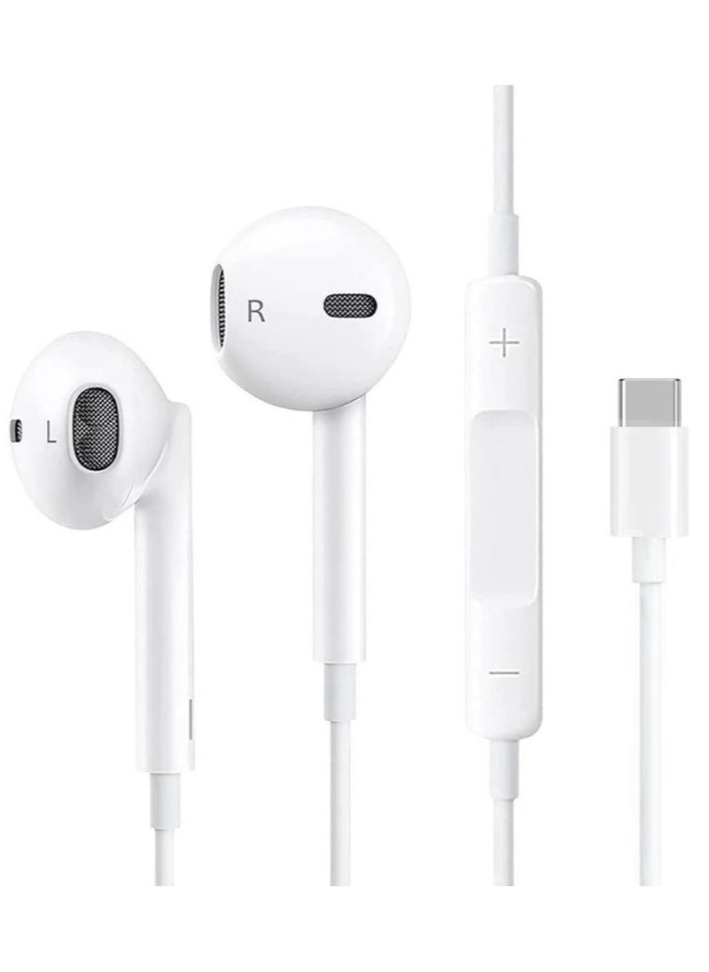 Generic - Type C Earphone Wired In-Ear Headphones Built-in Mic Volume Control Compatible with iPhone 15 Pro Max Plus iPad Android Smartphones Galaxy S23 - S22 - S21 - S20, Note 10 - 20 A53 - A54 A16 - USB C In-Ear HiFi Stereo Noise Reduction Headphones with Mic and Volume Control Compatible with Samsung - Wired Earphone Type C Port with Built-in Mic, Compatible with Oppo Reno 11/Reno 11F/Reno 10 Pro/Reno 12F/Reno 10/Realme/Vivo/OnePlus - Handfree Type C - Headphone Type C - Earphone Type C - Image 1