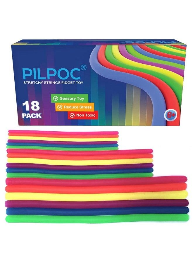 PILPOC - Unbreakable Monkey Noodles Super Stretchy String Sensory Silent Fidget Toy For Increased Focus Released Stress Anxiety Sensory Kids & Adults Adhd Autism (18 Pack) Ramen Monkey Noodle - Image 1