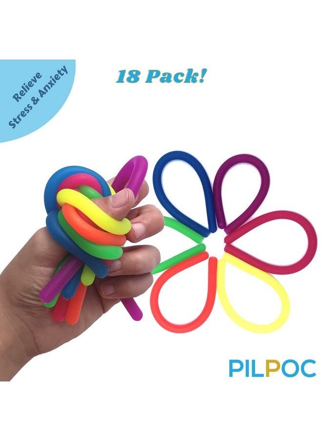 PILPOC - Unbreakable Monkey Noodles Super Stretchy String Sensory Silent Fidget Toy For Increased Focus Released Stress Anxiety Sensory Kids & Adults Adhd Autism (18 Pack) Ramen Monkey Noodle - Image 1
