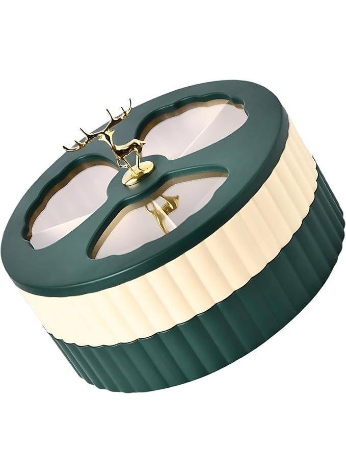 طبق تسالي دورين وبغطاء شفاف انيق مع غطاء شفاف ومقبض غزاله دهبي شيك ودوار لتقديم المكسرات والكاندي جوده عاليه 3 قطع - Image 3